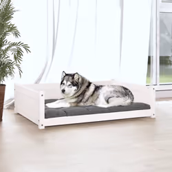 vidaXL Cuccia per Cani Bianca 105,5x75,5x28 cm Legno Massello di Pino - Vista aggiuntiva 3