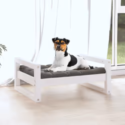 vidaXL Cuccia per Cani Bianca 55,5x45,5x28cm in Legno Massello di Pino - Vista aggiuntiva 3