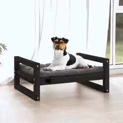 vidaXL Cuccia per Cani Nera 55,5x45,5x28cm in Legno Massello di Pino - Vista aggiuntiva 3