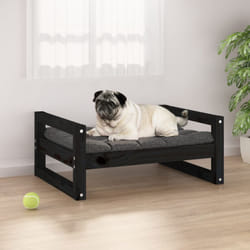 Letto per Cani, Cuccia per Cani Nera 65,5x50,5x28cm in Legno Massello di Pino Vidaxl 9938