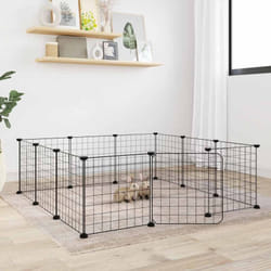Vidaxl - Recinto per Animali Box a Pannelli con Porta Nero in Acciaio varie dimensioni dimensioni: 12 Pannelli