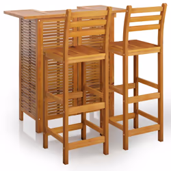 vidaXL Set da Bar per Giardino 3 pz in Legno Massello di Acacia - Vista aggiuntiva 2