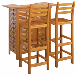 vidaXL Set da Bar per Giardino 3 pz in Legno Massello di Acacia - Vista aggiuntiva 3