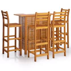 vidaXL Set da Bar per Giardino 5 pz in Legno Massello di Acacia - Vista aggiuntiva 2