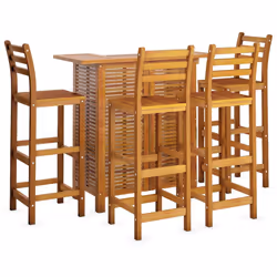 vidaXL Set da Bar per Giardino 5 pz in Legno Massello di Acacia - Vista aggiuntiva 3