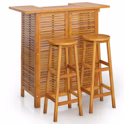 vidaXL Set da Bar per Giardino 3 pz in Legno Massello di Acacia - Vista aggiuntiva 2