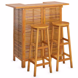 vidaXL Set da Bar per Giardino 3 pz in Legno Massello di Acacia - Vista aggiuntiva 3
