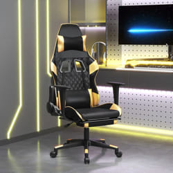 Vidaxl - Sedia da Gaming Massaggiante Poggiapiedi Nero e Oro Similpelle 88088