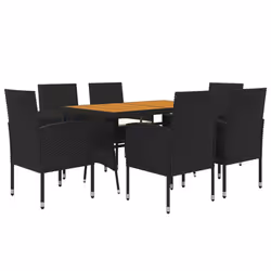 vidaXL Set da Pranzo per Esterni 7 pz in Polyrattan Nero - Vista aggiuntiva 3