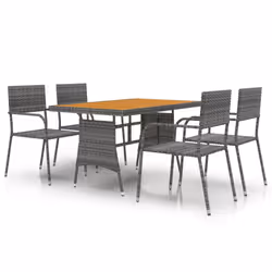 vidaXL Set da Pranzo per Esterni 5 pz in Polyrattan Grigio - Vista aggiuntiva 2