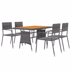 vidaXL Set da Pranzo per Esterni 5 pz in Polyrattan Grigio - Vista aggiuntiva 3