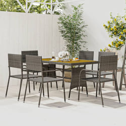 Vidaxl - Set da Pranzo per Esterni 7 pz in Polyrattan Grigio 1667