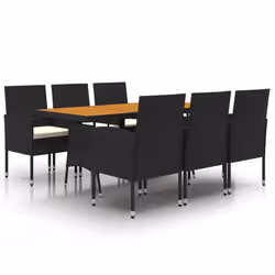 vidaXL Set da Pranzo per Esterni 7 pz in Polyrattan Nero - Vista aggiuntiva 2
