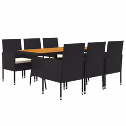vidaXL Set da Pranzo per Esterni 7 pz in Polyrattan Nero - Vista aggiuntiva 3