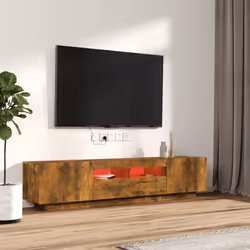 vidaXL Set Mobili TV 2pz con Luci LED Rovere Fumo in Legno Multistrato - Vista aggiuntiva 3