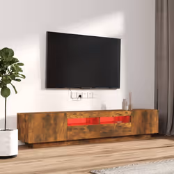 vidaXL Set Mobili TV 2pz con Luci LED Rovere Fumo in Legno Multistrato - Vista aggiuntiva 3