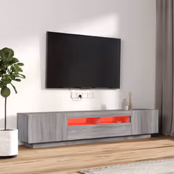 vidaXL Set Mobili TV 2 pz con Luci LED Grigio Sonoma Legno Multistrato - Vista aggiuntiva 3