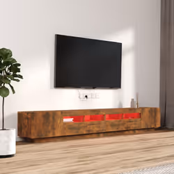 vidaXL Set Mobili TV 3pz con Luci LED Rovere Fumo in Legno Multistrato - Vista aggiuntiva 3