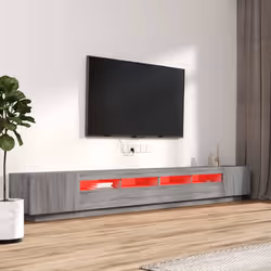 vidaXL Set Mobili TV 3 pz con Luci LED Grigio Sonoma Legno Multistrato - Vista aggiuntiva 3