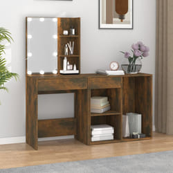 vidaXL Toeletta con LED e Armadietto Rovere Fumo in Legno Multistrato