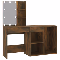 vidaXL Toeletta con LED e Armadietto Rovere Fumo in Legno Multistrato - Vista aggiuntiva 2