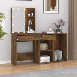 vidaXL Toeletta con LED e Armadietto Rovere Fumo in Legno Multistrato - Vista aggiuntiva 3