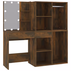 vidaXL Toeletta con LED e Armadietti Rovere Fumo in Legno Multistrato - Vista aggiuntiva 2