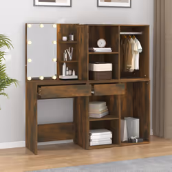 vidaXL Toeletta con LED e Armadietti Rovere Fumo in Legno Multistrato - Vista aggiuntiva 3