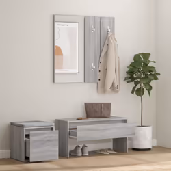 vidaXL Set di Mobili da Corridoio Grigio Sonoma in Legno Multistrato - Vista aggiuntiva 3