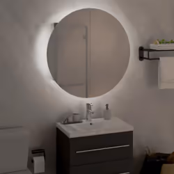Armadio da Bagno con Specchio Rotondo e LED Grigio 47x47x17,5cmcod mxl 103272 - Vista aggiuntiva 3
