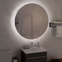 Armadio da Bagno con Specchio Rotondo e LED Bianco 54x54x17,5cmcod mxl 97348 - Vista aggiuntiva 3