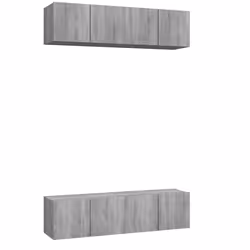 vidaXL Mobili TV Parete 4pz Grigio Sonoma 60x30x30cm Legno Multistrato - Vista aggiuntiva 2