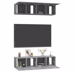vidaXL Mobili TV Parete 4pz Grigio Sonoma 60x30x30cm Legno Multistrato - Vista aggiuntiva 3