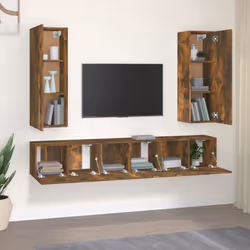 vidaXL Set di Mobili Porta TV 5 pz Rovere Fumo in Legno Multistrato - Vista aggiuntiva 3
