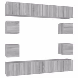 vidaXL Set Mobili Porta TV 10 pz Grigio Sonoma in Legno Multistrato - Vista aggiuntiva 2