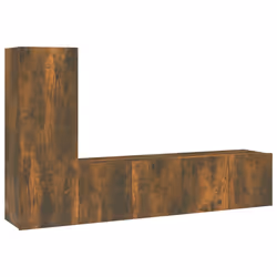 vidaXL Set Mobili Porta TV 3 pz Rovere Fumo in Legno Multistrato - Vista aggiuntiva 2