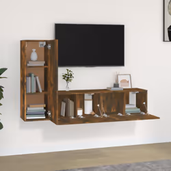 vidaXL Set Mobili Porta TV 3 pz Rovere Fumo in Legno Multistrato - Vista aggiuntiva 3