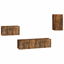 vidaXL Set di Mobili Porta TV 4 pz Rovere Fumo in Legno Multistrato - Vista aggiuntiva 2