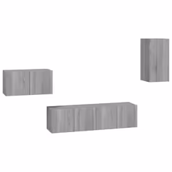 vidaXL Set di Mobili Porta TV 4 pz Grigio Sonoma in Legno Multistrato - Vista aggiuntiva 2