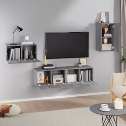 vidaXL Set di Mobili Porta TV 4 pz Grigio Sonoma in Legno Multistrato - Vista aggiuntiva 3