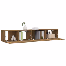 vidaXL Set Mobili Porta TV 2 pz Rovere Fumo in Legno Multistrato - Vista aggiuntiva 3