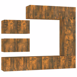 vidaXL Set Mobili Porta TV 8 pz Rovere Fumo in Legno Multistrato - Vista aggiuntiva 2