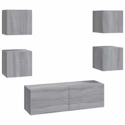 vidaXL Set di Mobili TV a Parete Grigio Sonoma in Legno Multistrato - Vista aggiuntiva 2