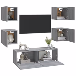 vidaXL Set di Mobili TV a Parete Grigio Sonoma in Legno Multistrato - Vista aggiuntiva 3