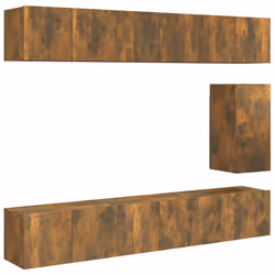 vidaXL Set di Mobili Porta TV 7 pz Rovere Fumo in Legno Multistrato - Vista aggiuntiva 2