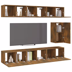 vidaXL Set di Mobili Porta TV 7 pz Rovere Fumo in Legno Multistrato - Vista aggiuntiva 3