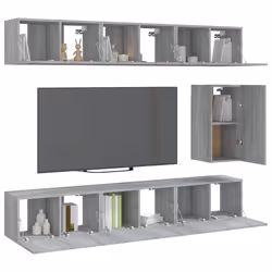 vidaXL Set di Mobili Porta TV 7 pz Grigio Sonoma in Legno Multistrato - Vista aggiuntiva 3