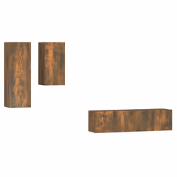 vidaXL Set di Mobili Porta TV 4 pz Rovere Fumo in Legno Multistrato - Vista aggiuntiva 2