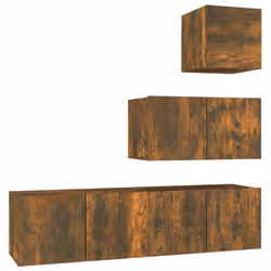 vidaXL Set di Mobili Porta TV 4 pz Rovere Fumo in Legno Multistrato - Vista aggiuntiva 2