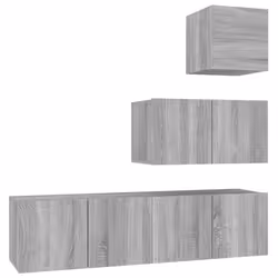 vidaXL Set di Mobili Porta TV 4 pz Grigio Sonoma in Legno Multistrato - Vista aggiuntiva 2